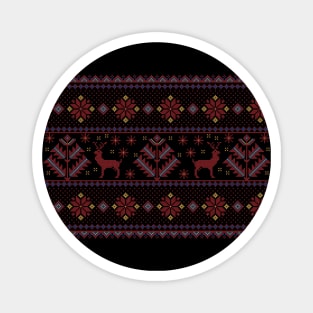 Realistic Palestinian Tatreez Embroidery Design #7 Deers Red-Blue Magnet